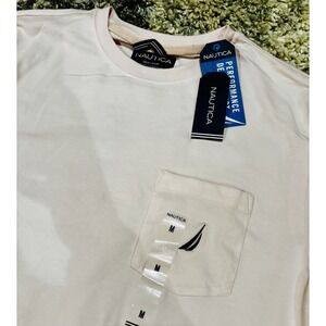 New! Men's Nautica Medium Performance Deck Short Sleeve Shirt Pink